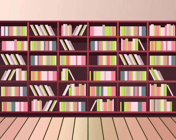 Biblioteca estanterías pared — Vector de stock