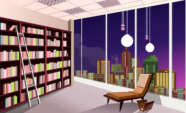 Bibliothèque étagères intérieur — Image vectorielle
