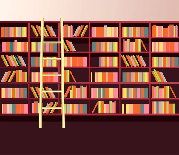 Library bookshelves wall — Stock Vector