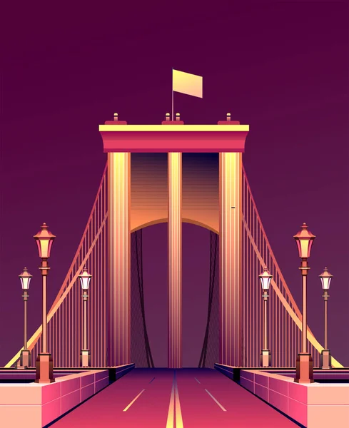 Γέφυρα νύχτα της πόλης — Διανυσματικό Αρχείο