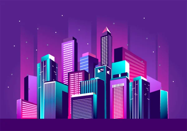 Festive neon city — Stock Vector