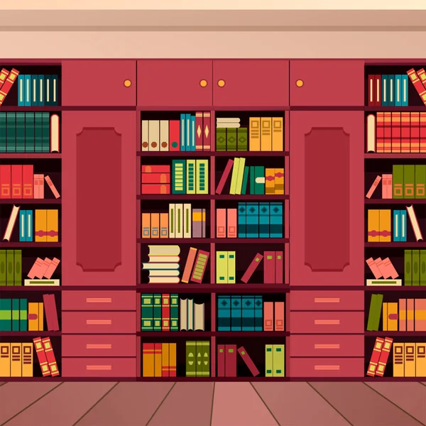 Библиотечные книжные полки — стоковый вектор