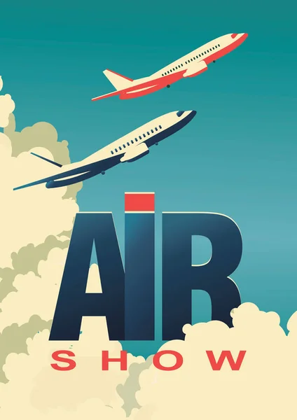 Air show poster airplane — Stock Vector