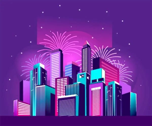 Festlig neon city — Stock vektor