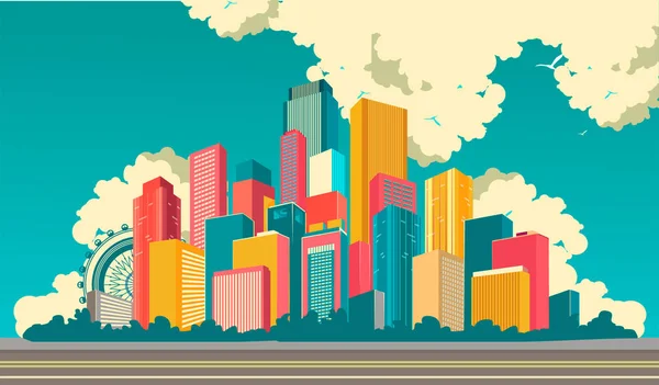 City landscape on the sky background — Stock Vector