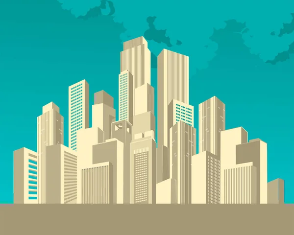 Paisaje de la ciudad en el cielo fondo — Vector de stock