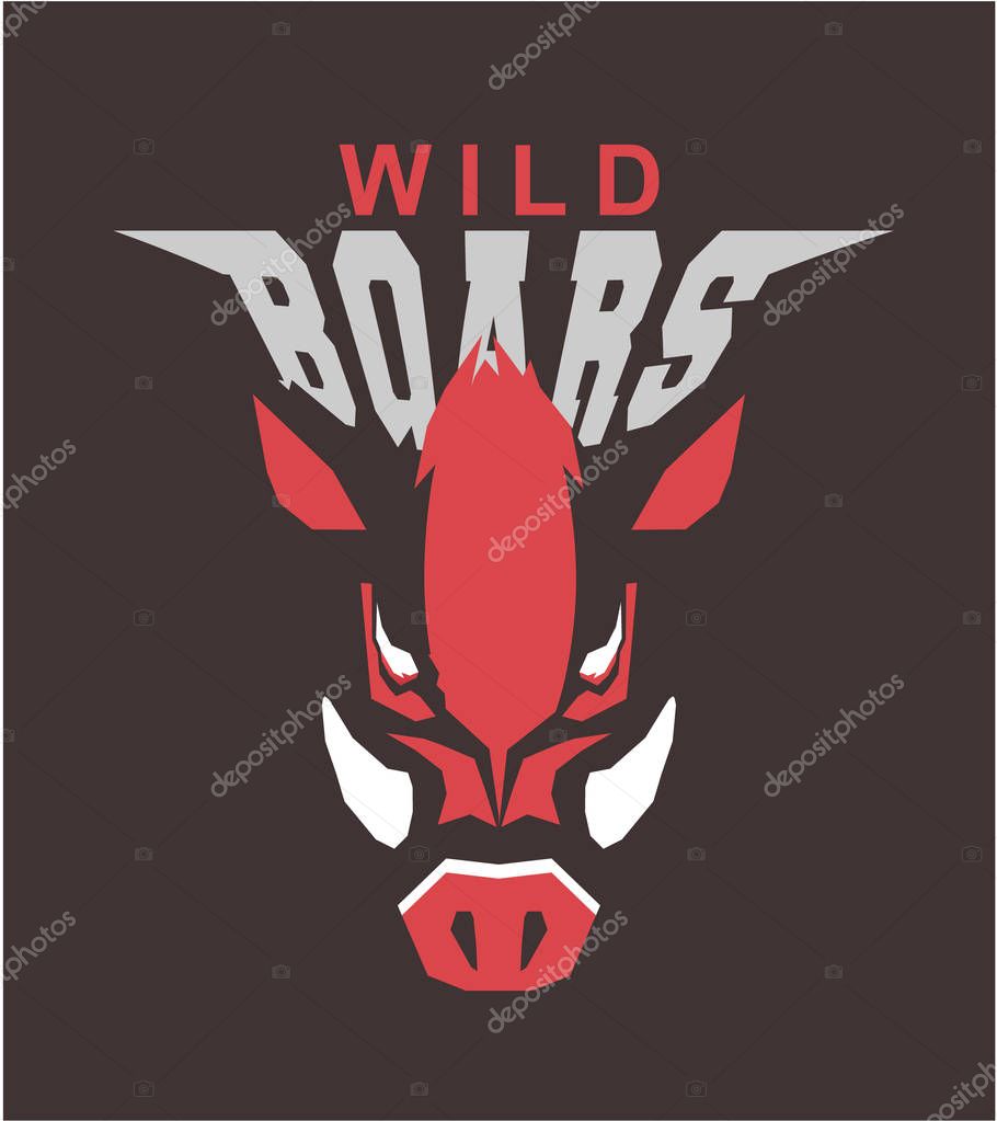 Vector illustration of the wild boar emblem of the emblem of the club mascot sports team