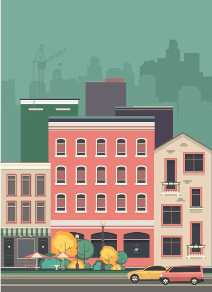 Ciudad paisaje calle de la ciudad — Vector de stock