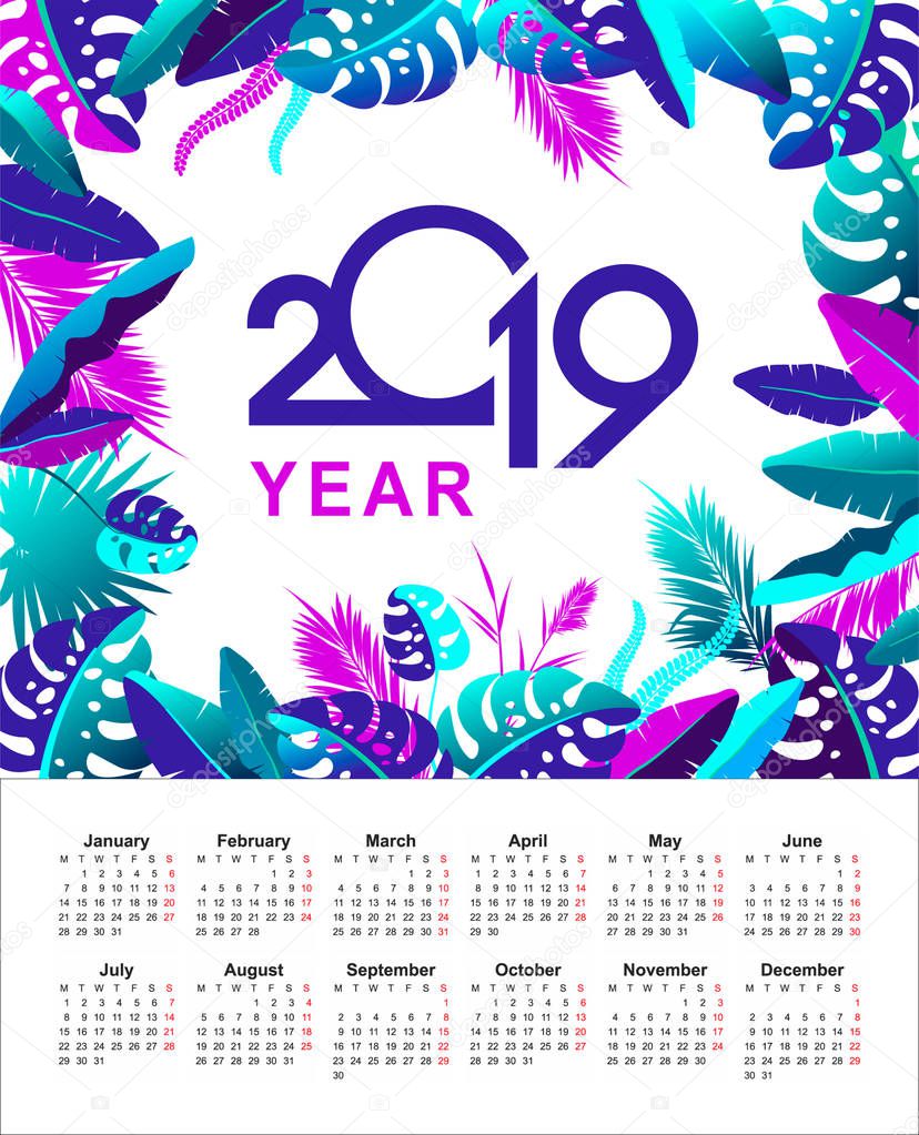 tropical calendar 2019 year