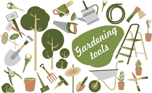 Ikony zahradních nástrojů — Stockový vektor