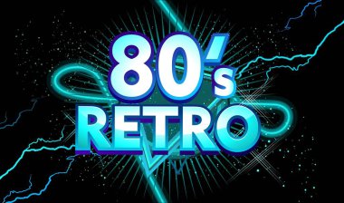 80 'lerin neon ışıklı retro pankartı