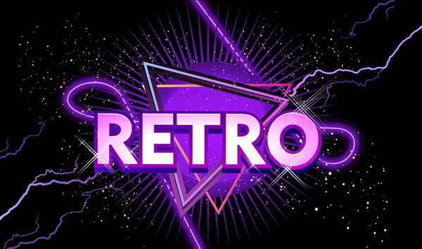 Banner retro con luz de neón — Archivo Imágenes Vectoriales