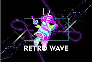 Yeni retro dalga alanı leziz buhar dalgası