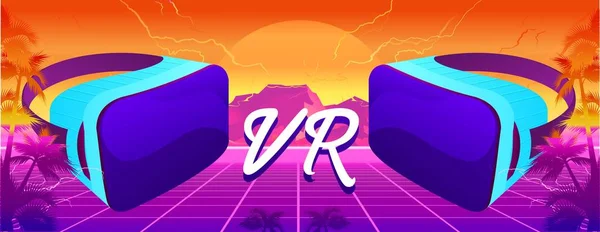 Banner horizontal futurista realidad virtual — Archivo Imágenes Vectoriales