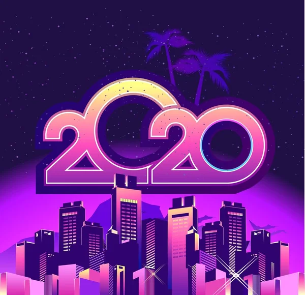 2020 calendar holiday city vector — 스톡 벡터