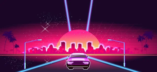 Futuristische retro digitale banner 80s stijl — Stockvector