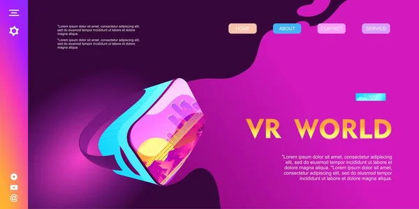 Retro Futuristische Virtual Reality Wereld Template Voor Website Homepage Horizontale — Stockvector