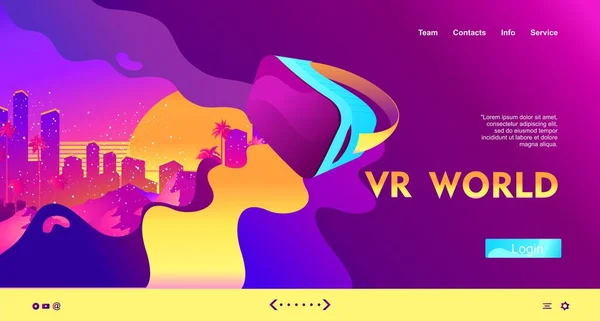 Mundo Realidad Virtual Futurista Retro Plantilla Para Página Principal Del — Vector de stock