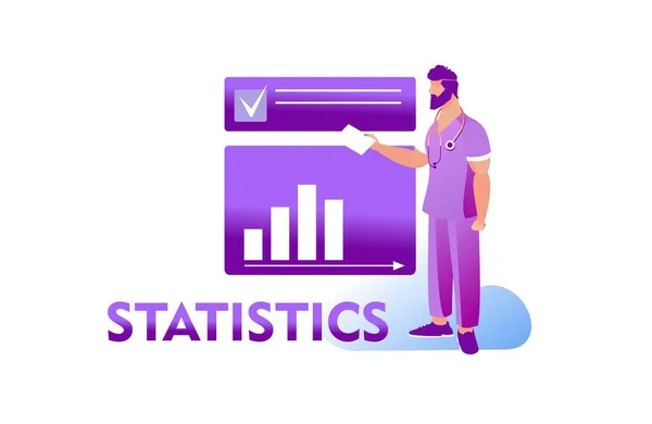 Bannière Conceptuelle Homme Médecin Recueille Des Statistiques Prend Une Décision — Image vectorielle