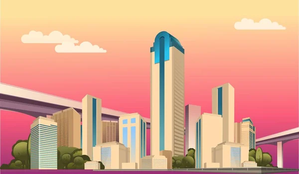 Budovy Ulicích Města Panoramatický Výhled Pozadí Bílých Nemovitostí Koncept Vodorovného — Stockový vektor