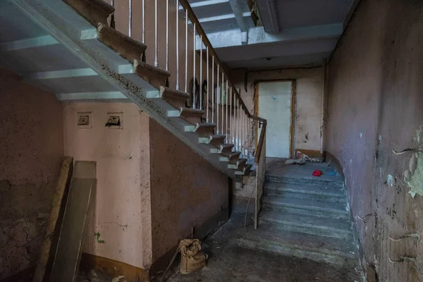 Old Town Building Has Staircases Metal Balustrades Railings — Stock Photo, Image