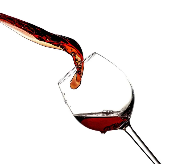 Glas Weinglas Mit Spritzern Rotwein Auf Weißem Hintergrund — Stockfoto