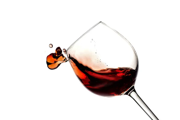 Glass Wine Glass Splashes Red Wine White Background — Stock Photo, Image