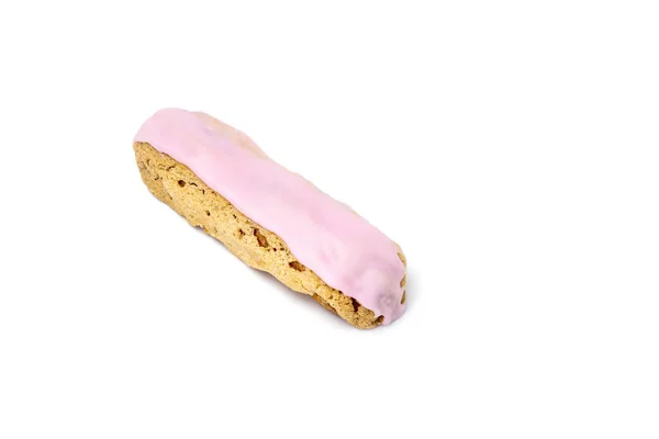 白を基調としたピンクのアイシングのエクレアケーキ — ストック写真