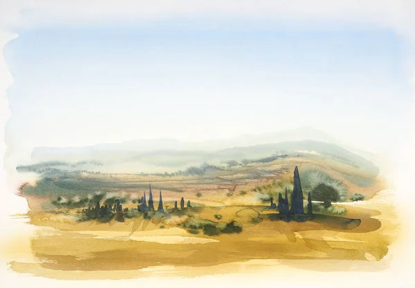 Tuscany watercolor painting — Stock Photo, Image