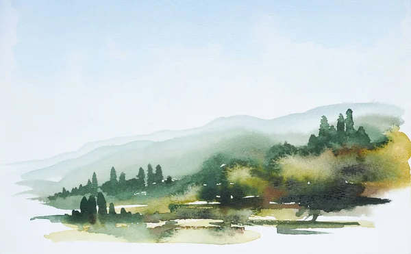 Tuscany watercolor painting — Stock Photo, Image