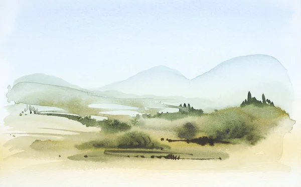 Tuscany watercolor painting — Stock Photo, Image