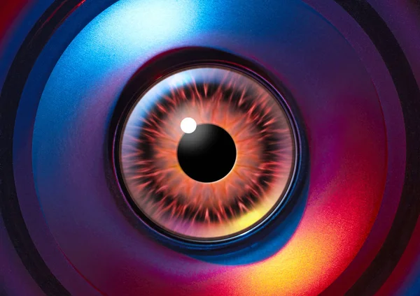 A colorful illuminated open alien eye — Stock Photo, Image