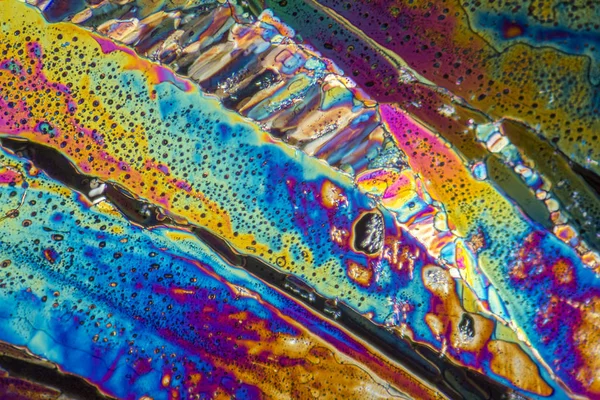 Nátrium-acetát színes mikro kristályok — Stock Fotó