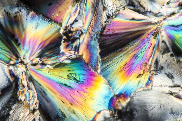 Plan microscopique montrant des microcristaux d'une préparation de zinc — Photo