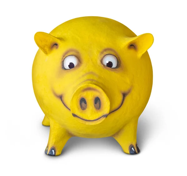 Porco amarelo engraçado — Fotografia de Stock