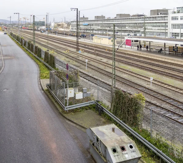 Hög vinkel railroad station landskap — Stockfoto