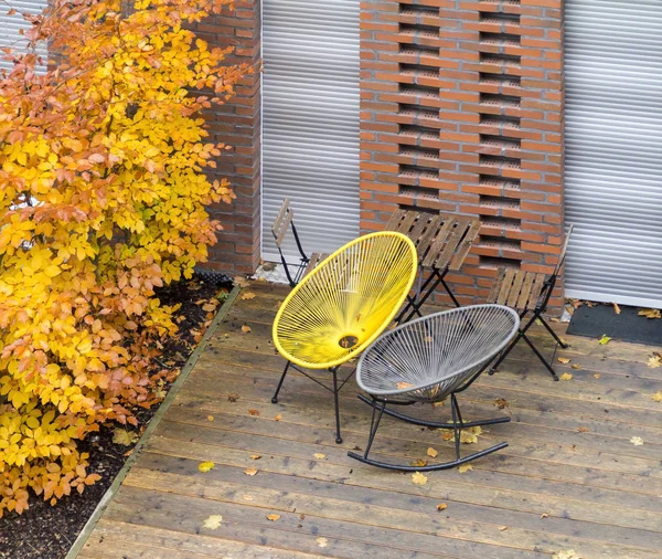 Garden furniture at autumn time — Stock Photo, Image