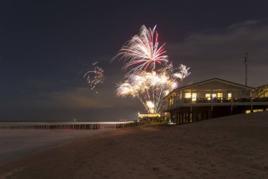 coastal fireworks scenery clipart