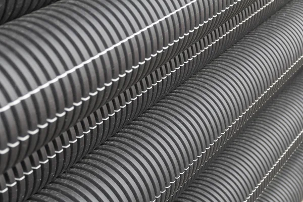 Detalhes de tubos corrugados pretos — Fotografia de Stock