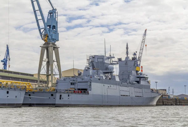 Military ship in Hamburg — Stock Photo, Image