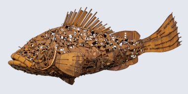 rusty fish sculpture clipart
