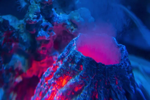 Brightly Illuminated Artificial Underwater Volcano — Stock Photo, Image