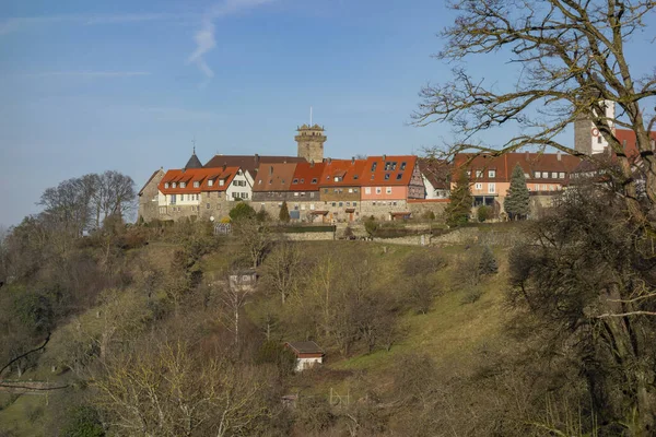 Miasto Południowych Niemczech Nazwie Waldenburg Godzinach Wieczornych — Zdjęcie stockowe