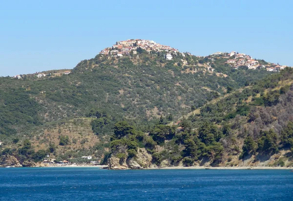 Paisajes Costeros Incluyendo Viejo Pueblo Alonnisos Grecia —  Fotos de Stock