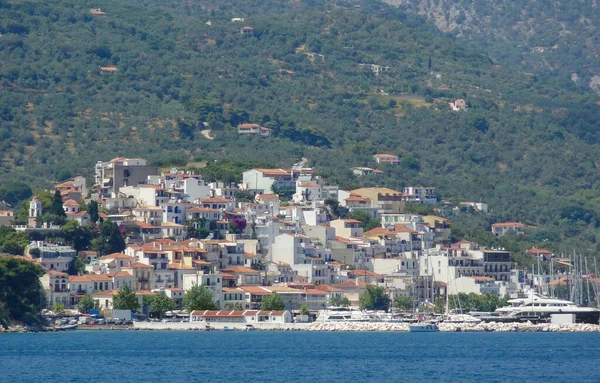 Város Nevű Skiathos Található Skiathos Amely Egyik Görög Sporades Szigetek — Stock Fotó