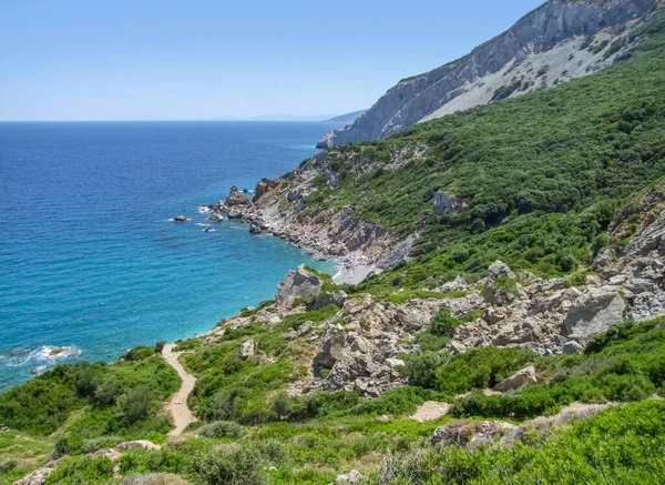 Yunan Sporades Adalarından Biri Olan Skiathos Taki Kastro Çevresindeki Kıyı — Stok fotoğraf