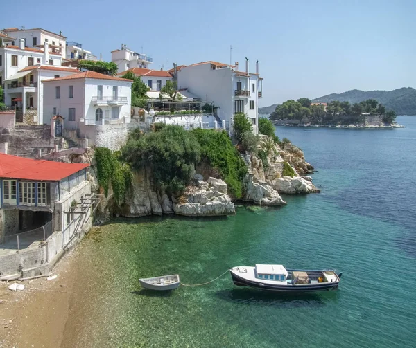 Stad Som Heter Skiathos Belägen Skiathos Som Grekiska Sporaderna Öarna — Stockfoto