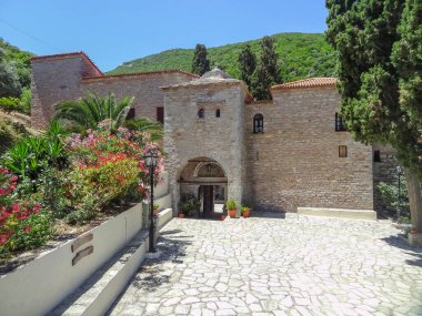 Evangelistria Monastery located at Skiathos which is one of the greek Sporades islands clipart