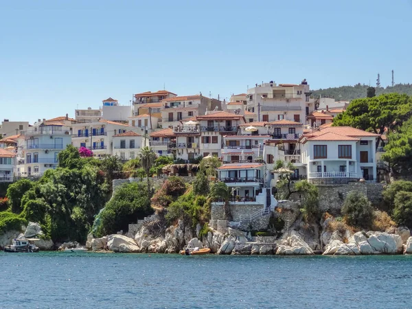Cidade Nomeada Skiathos Situada Skiathos Que Uma Das Ilhas Gregas — Fotografia de Stock