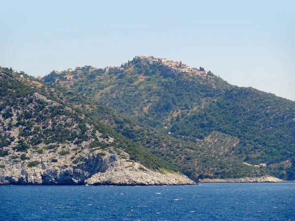 Küstenlandschaft Einschließlich Des Alten Dorfes Von Alonnisos Griechenland — Stockfoto
